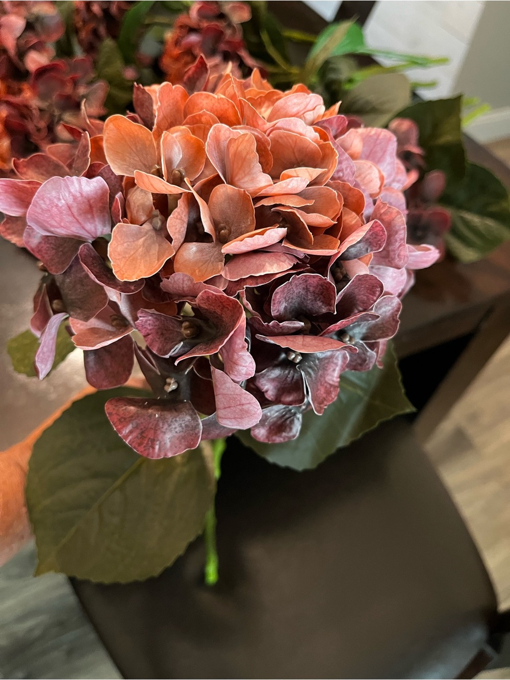 Faux Hydrangea Stem in Dusty Rose and Mauve - Home Accents